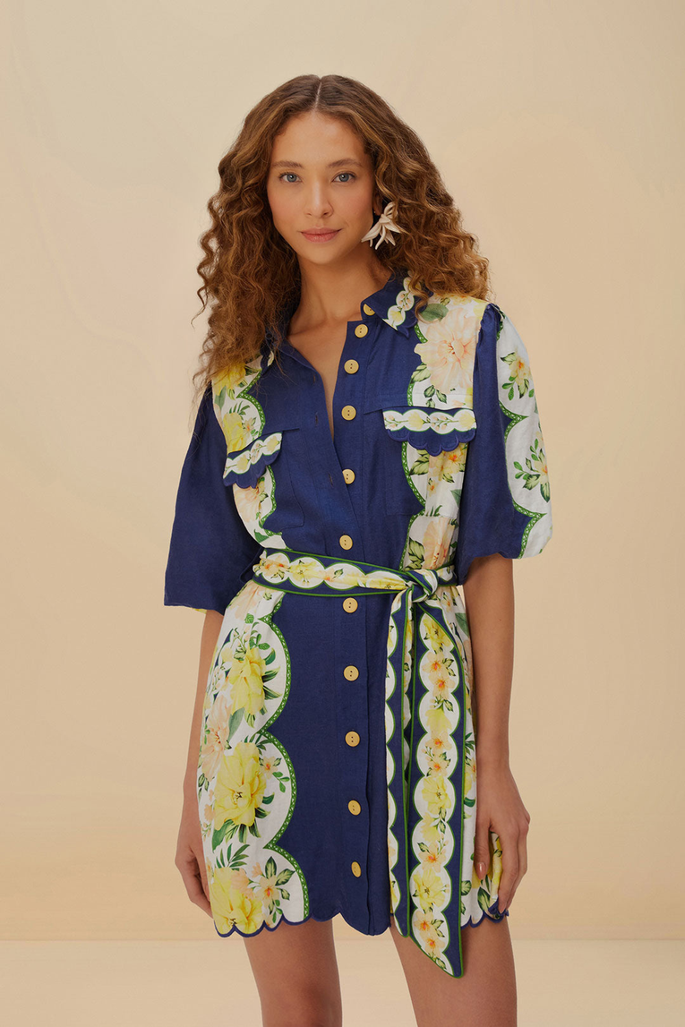 Load image into Gallery viewer, Amazon Garden Cream Mini Dress
