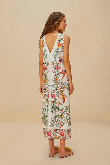 Delicate Forest Off-White Maxi Dress