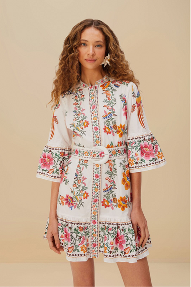 Delicate Forest Scarves Off-White Mini Dress