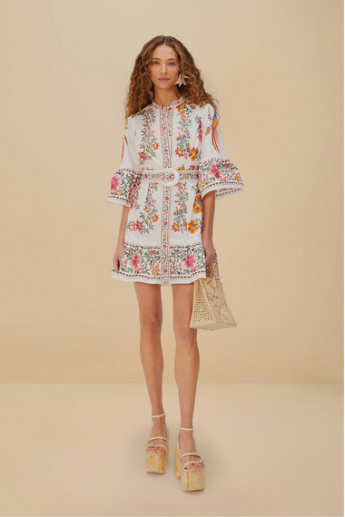 Delicate Forest Scarves Off-White Mini Dress