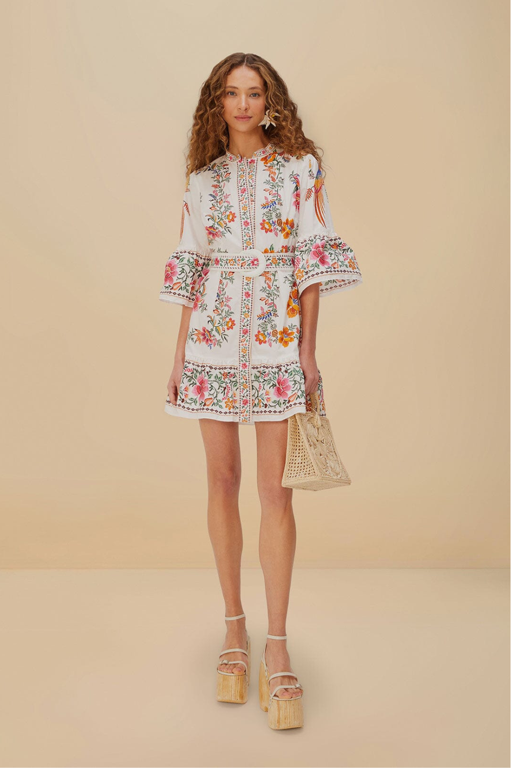 Load image into Gallery viewer, Delicate Forest Scarves Off-White Mini Dress
