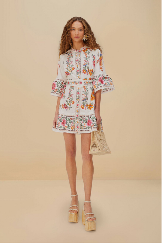 Load image into Gallery viewer, Delicate Forest Scarves Off-White Mini Dress
