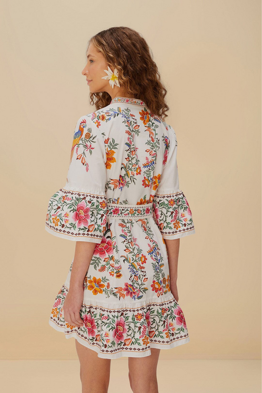 Load image into Gallery viewer, Delicate Forest Scarves Off-White Mini Dress
