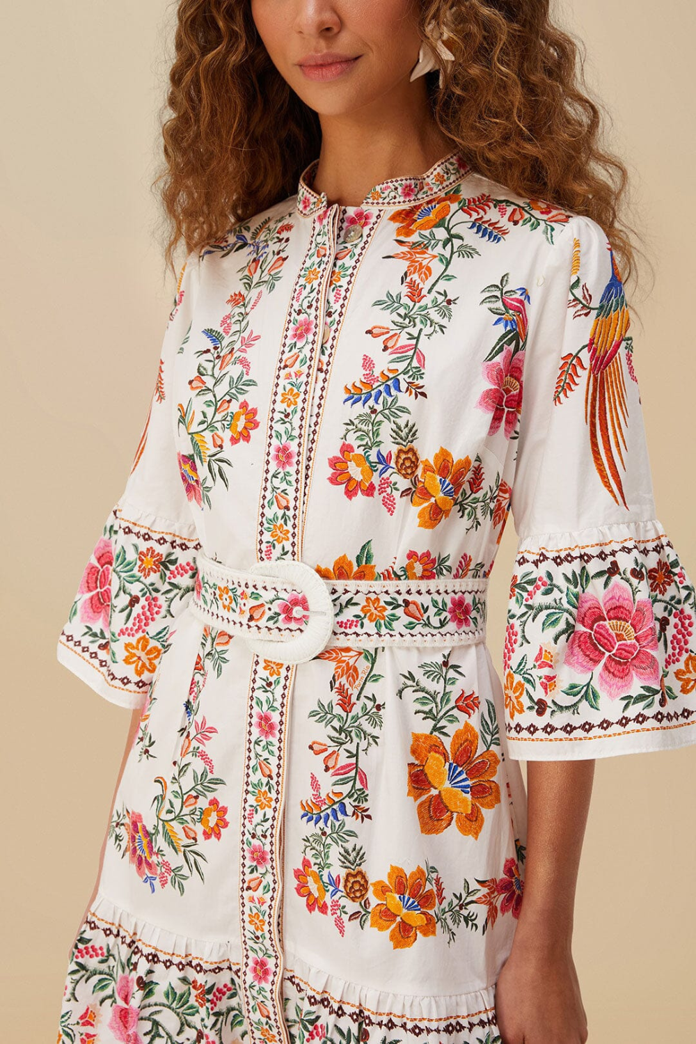 Load image into Gallery viewer, Delicate Forest Scarves Off-White Mini Dress
