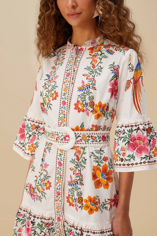 Load image into Gallery viewer, Delicate Forest Scarves Off-White Mini Dress
