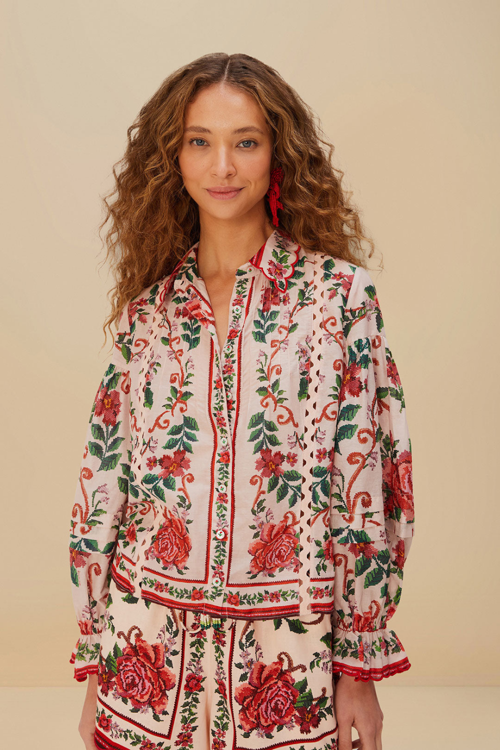 Load image into Gallery viewer, Flower Tapestry Pink Shirt
