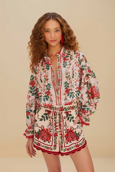 Flower Tapestry Pink Shirt