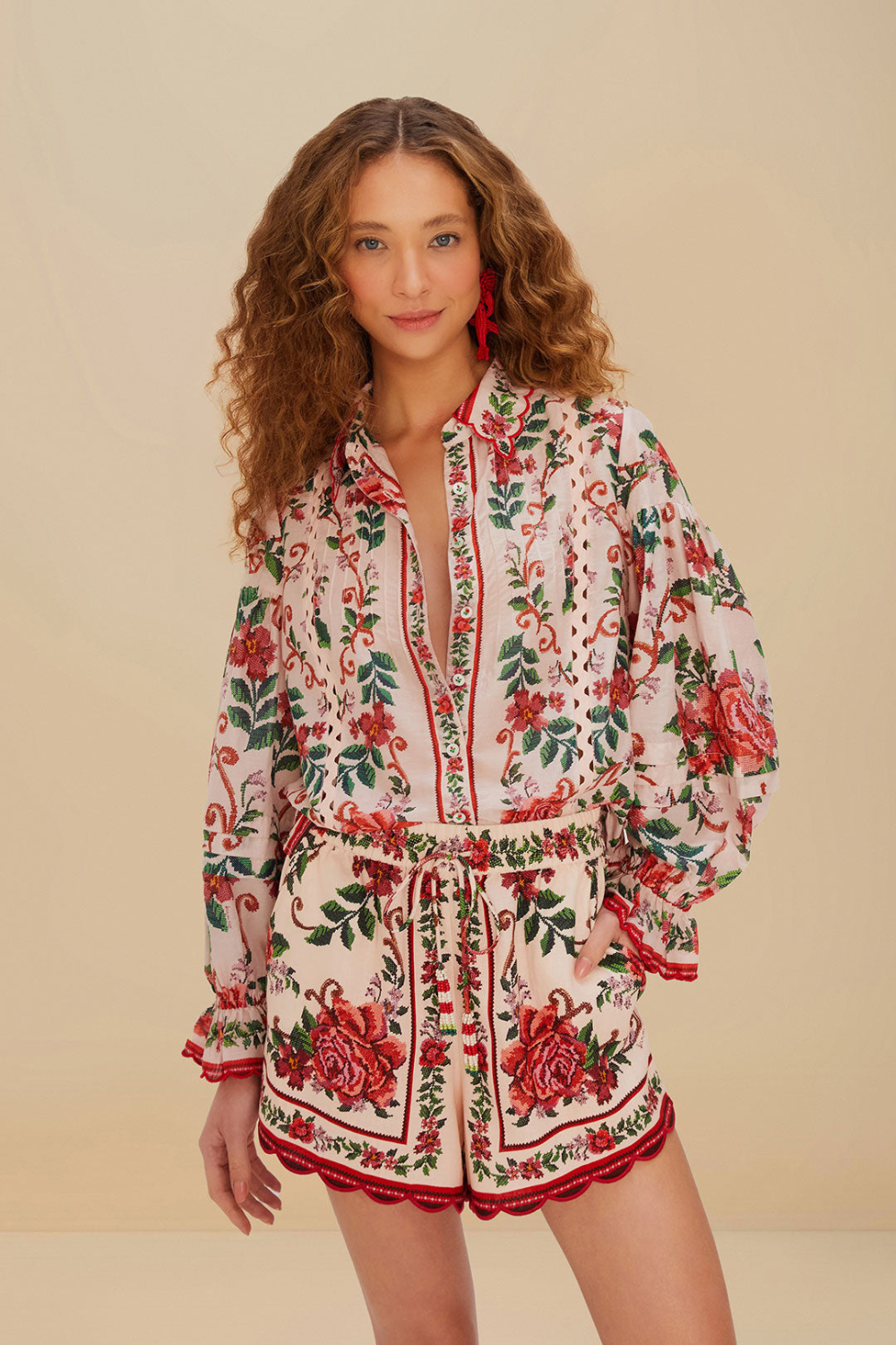 Load image into Gallery viewer, Flower Tapestry Pink Shirt
