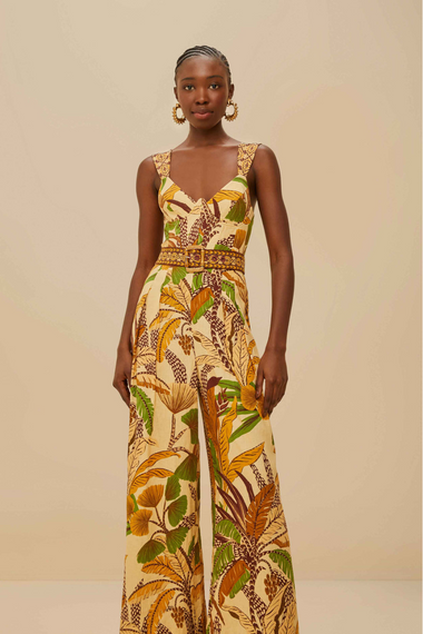Foliage Sketch Sand Jumpsuit
