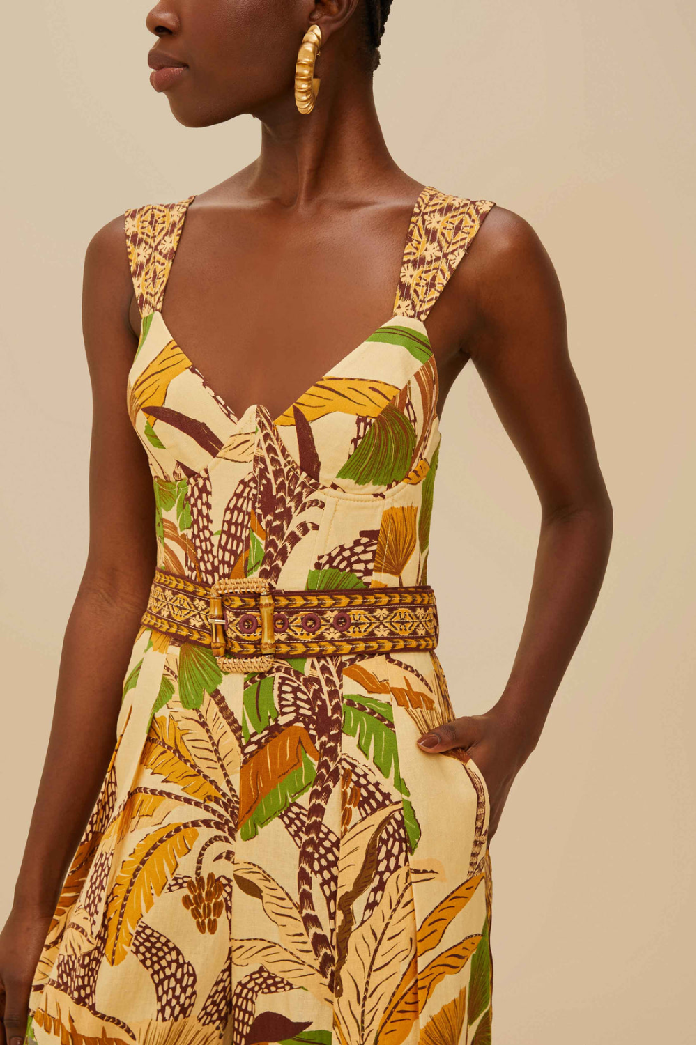 Load image into Gallery viewer, Foliage Sketch Sand Jumpsuit
