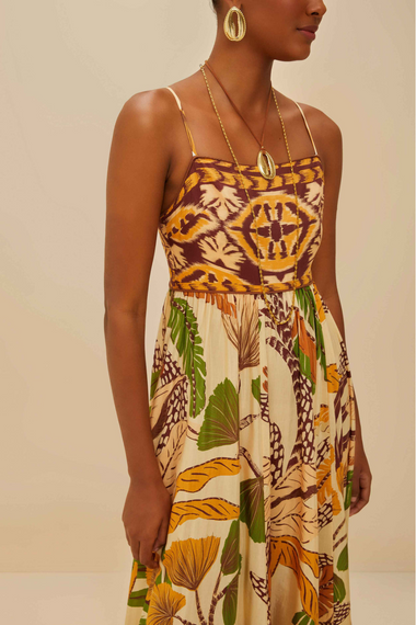 Foliage Sketch Sand Maxi Dress
