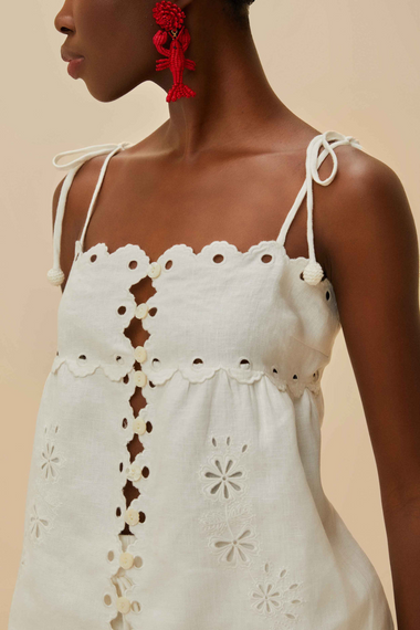 Off-White Flowers Richelieu Sleeveless Blouse