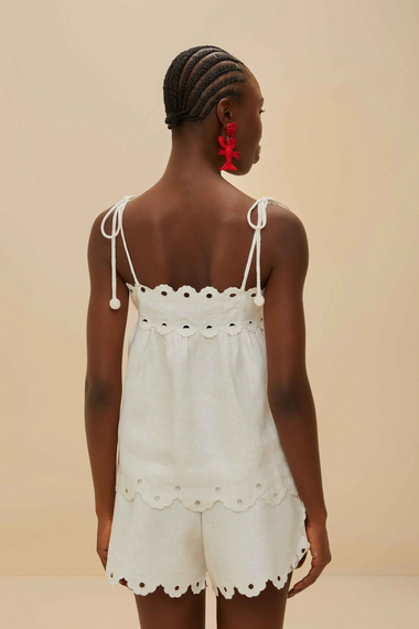 Off-White Flowers Richelieu Sleeveless Blouse