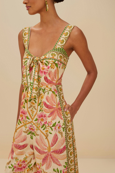 Palm Dream Off-White Strap Knot Jumpsuit
