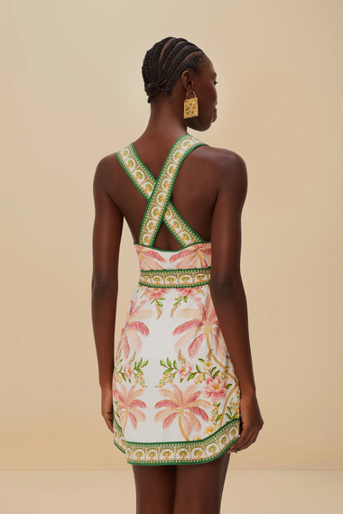 Palm Dress Off-White Sleeveless Angled Mini Dress