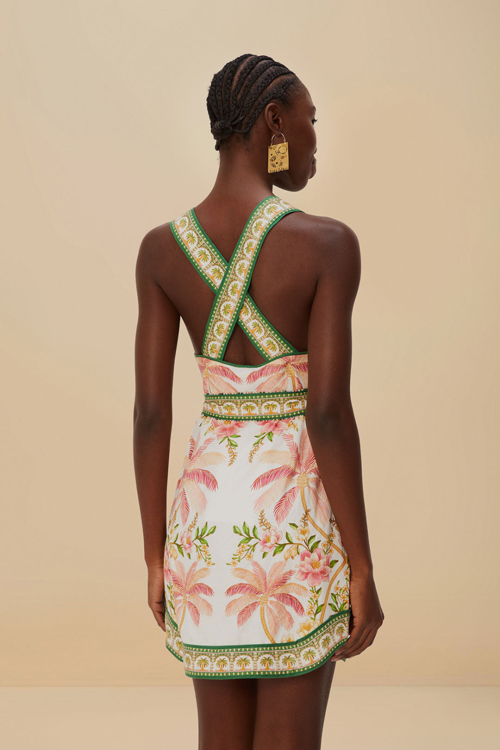 Load image into Gallery viewer, Palm Dress Off-White Sleeveless Angled Mini Dress
