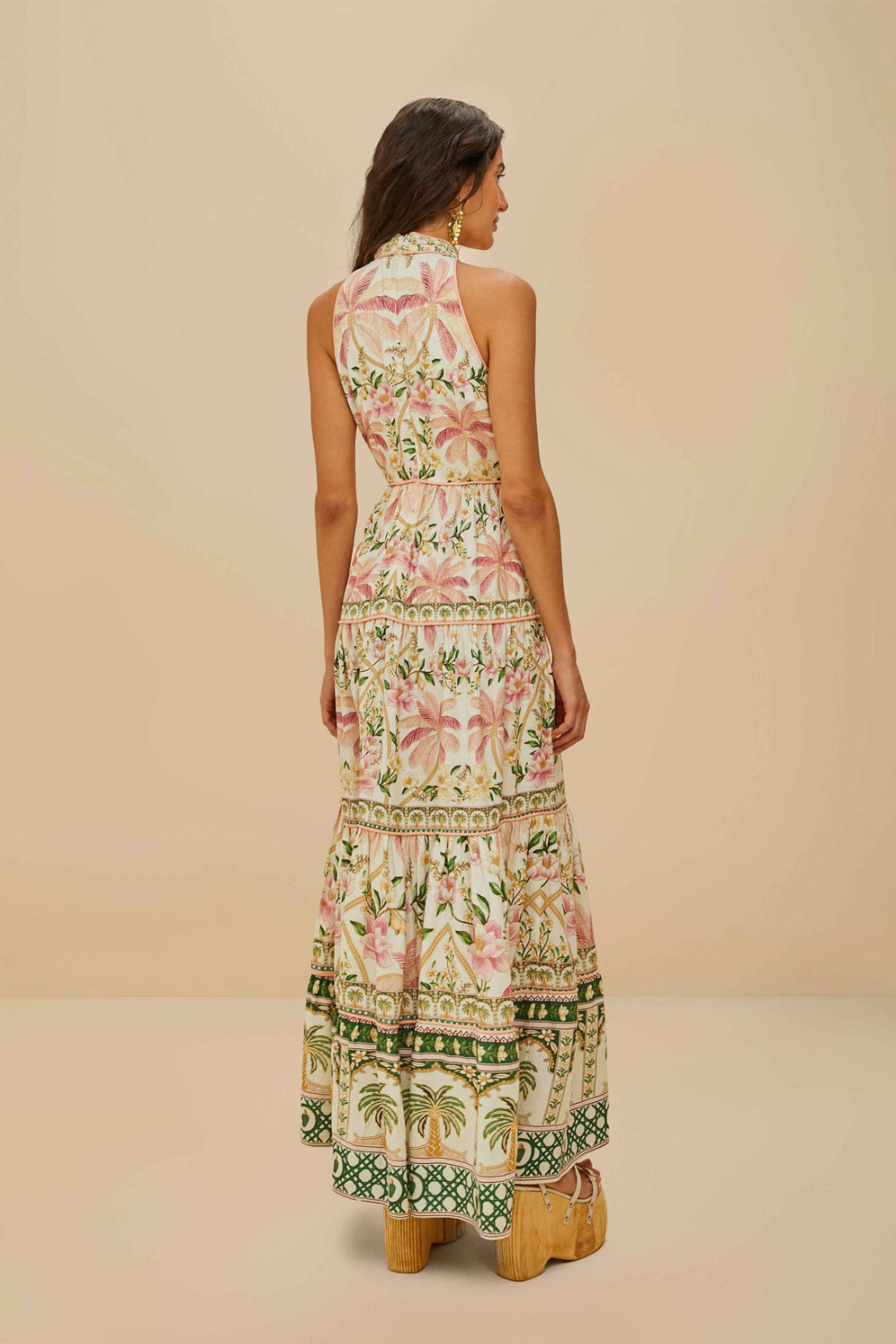 Load image into Gallery viewer, Palm Dress Off-White Sleeveless Maxi Dress
