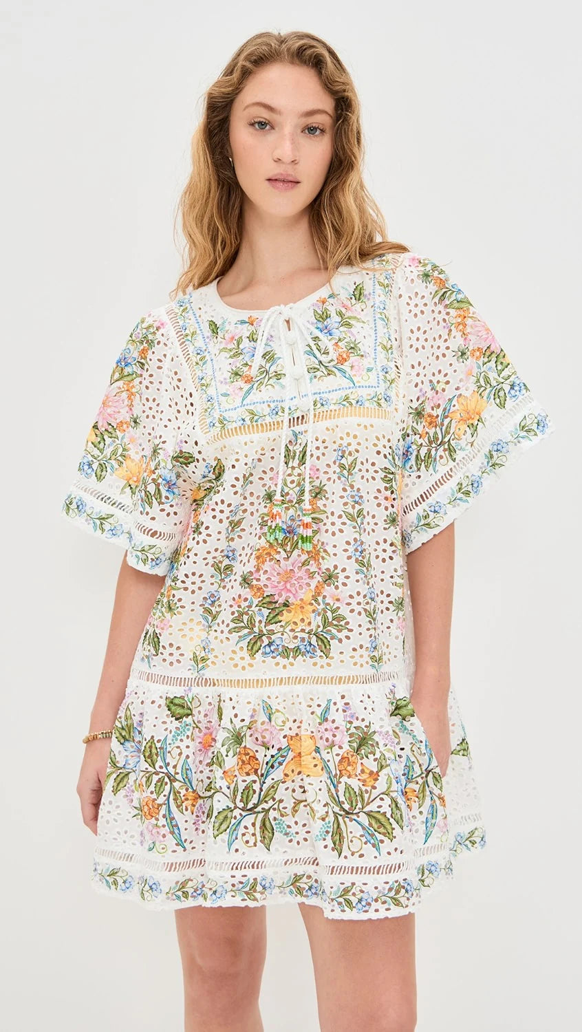 Load image into Gallery viewer, Off White Sweet Bloom Bouquet Short Cover Up
