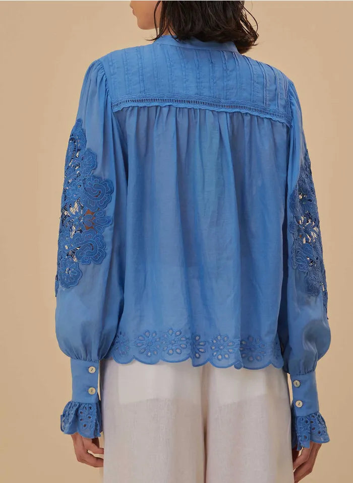 Load image into Gallery viewer, Light Blue Long Sleeve Blouse - Top
