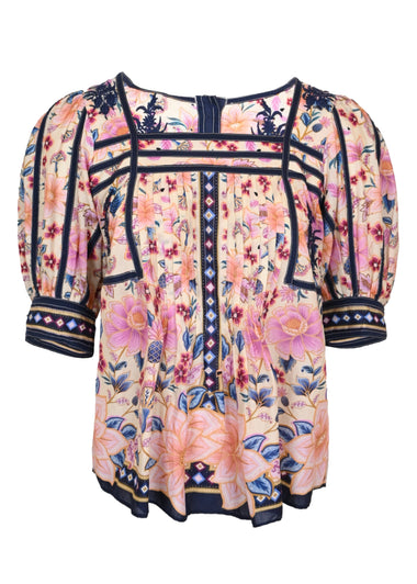 Cream Superbloom Tapestry Puff Sleeve Blouse