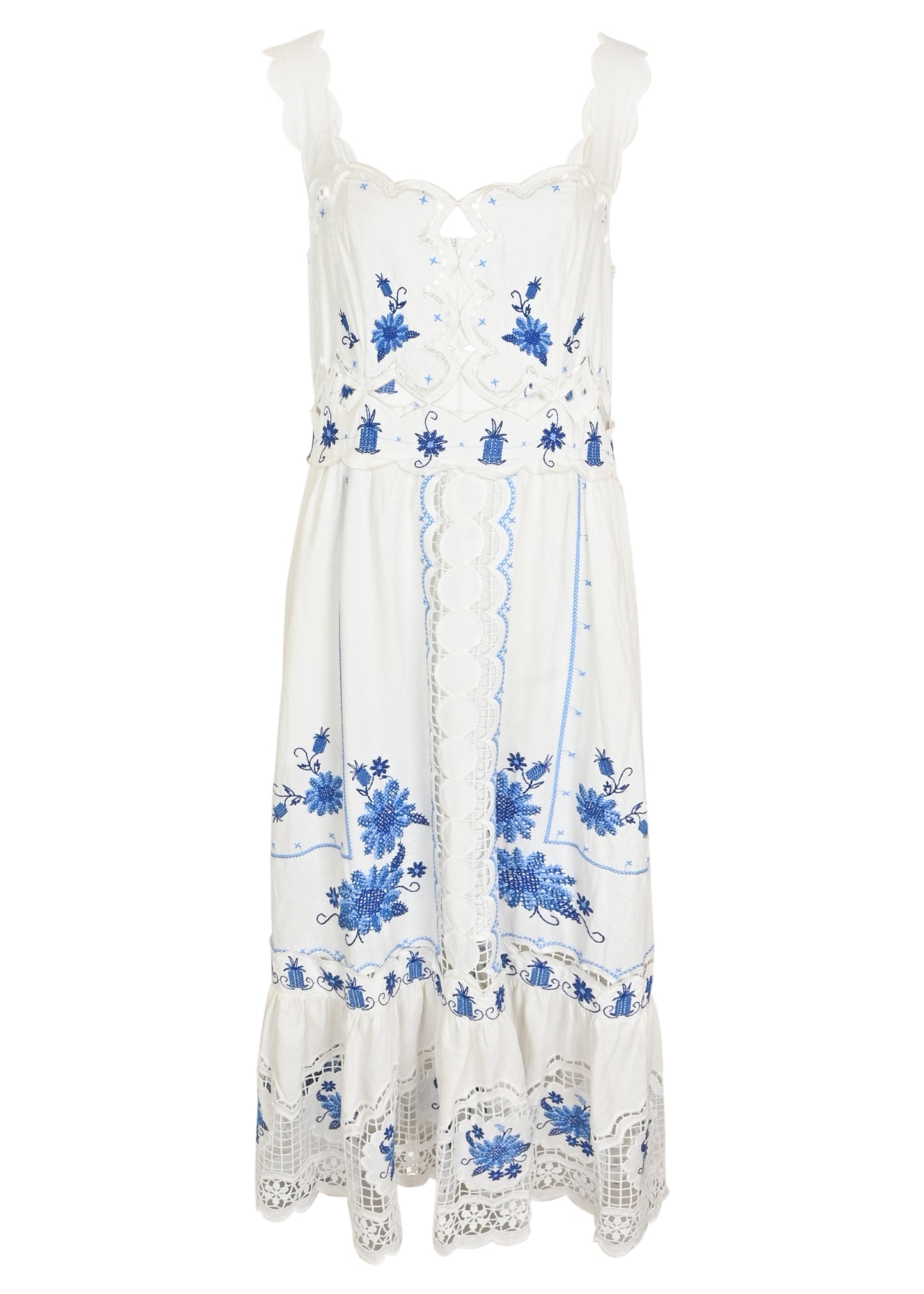Load image into Gallery viewer, Cross Stitch Richeliue Sunflower Midi Dress Off-White
