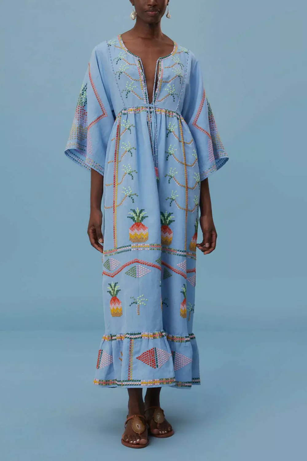 Load image into Gallery viewer, Embroidered Pineapple Cover Up
