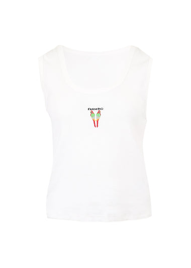 Embroidered Tank Top Off White