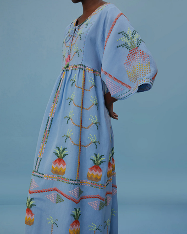 Embroidered Pineapple Cover Up - Cover Up