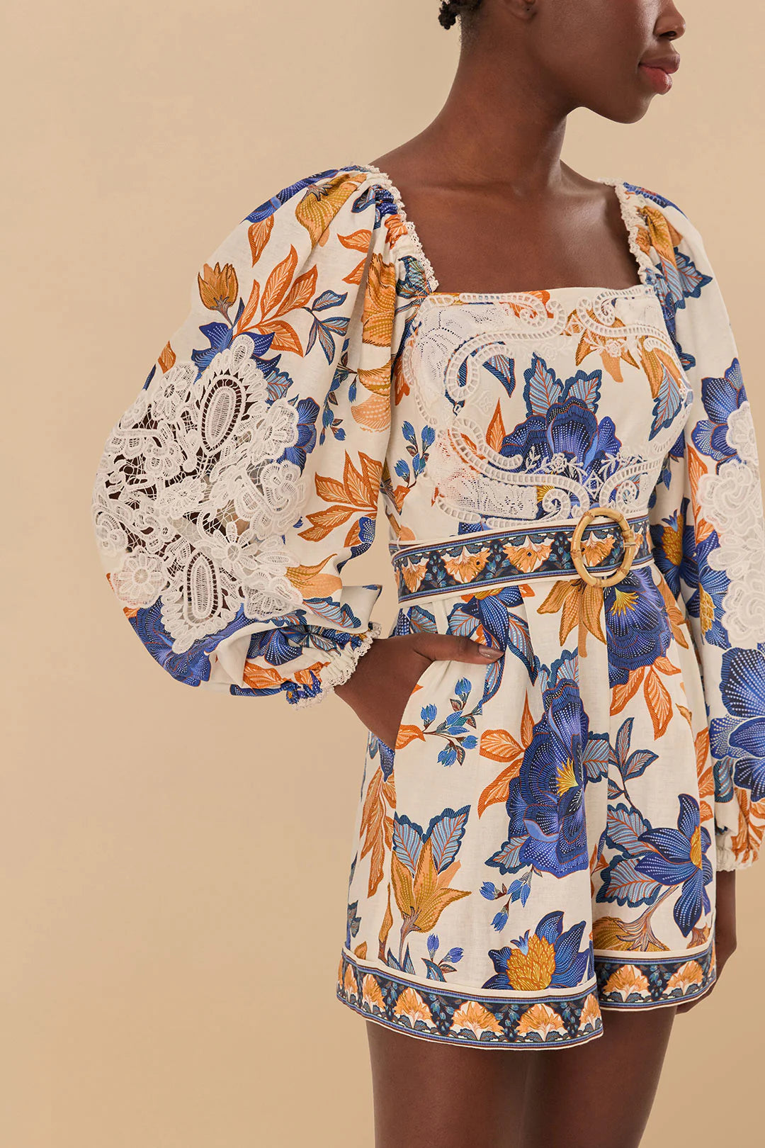 Load image into Gallery viewer, Off White Summer Flowers Romper
