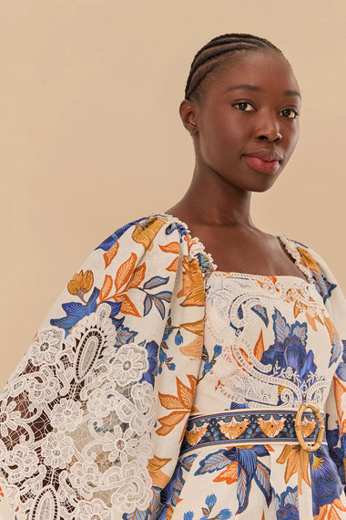 Off White Summer Flowers Romper