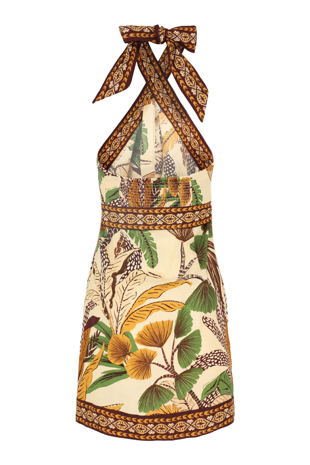 Load image into Gallery viewer, Foliage Sketch Sand Halter Neck Mini Dress
