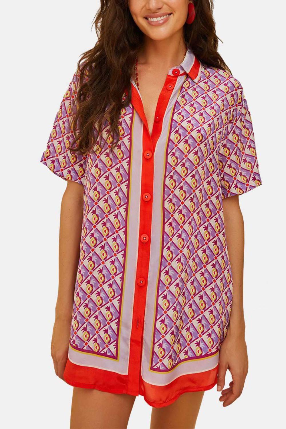 Graphic Pineapple Scarf Multicolor Shirt