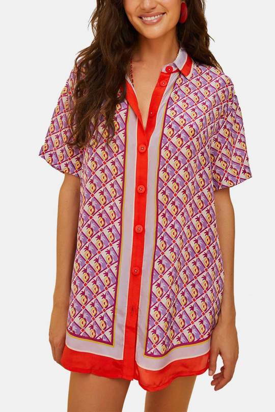 Graphic Pineapple Scarf Multicolor Shirt