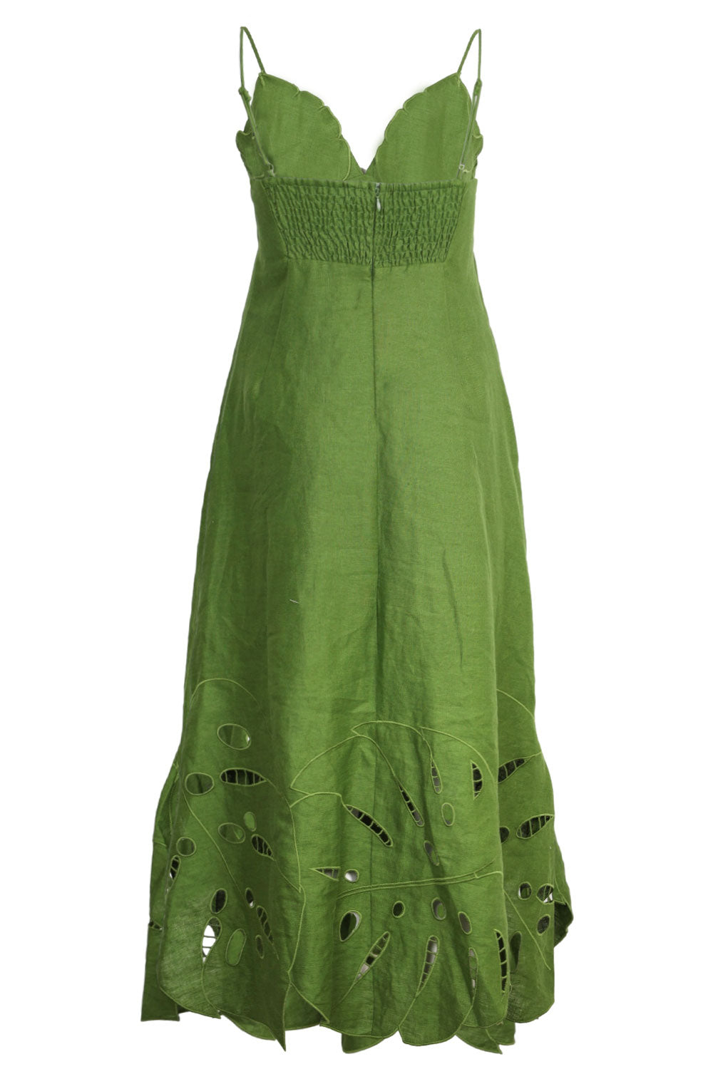 Load image into Gallery viewer, Green Monstera Embroidery Midi Dress
