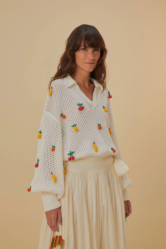 Crochet Fruit Blouse White