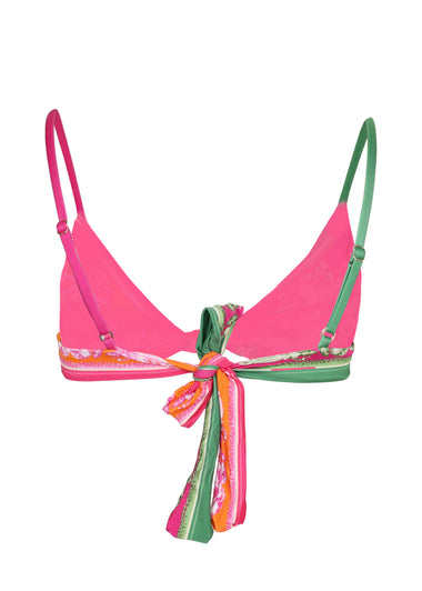 Floral Elegance Mixed Scarves Knot Multicolour Bikini Top