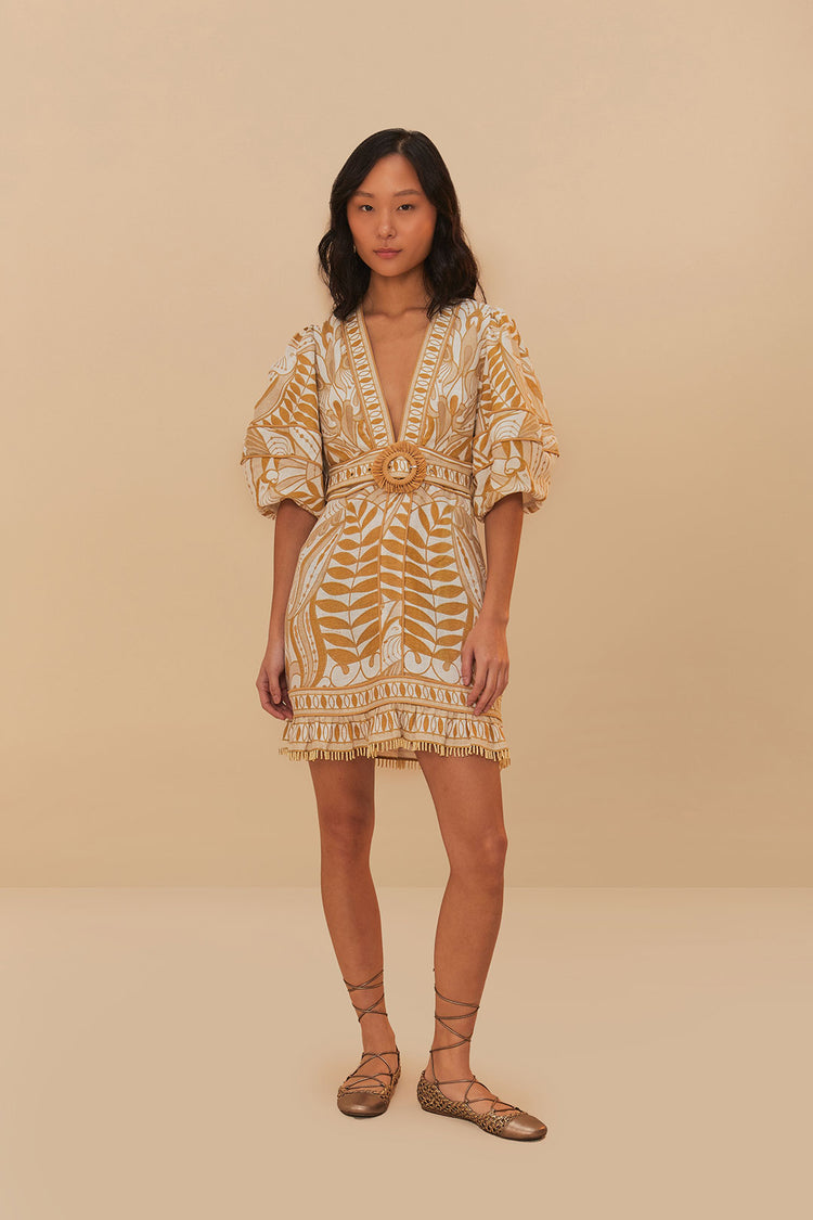 Load image into Gallery viewer, Lace Nature Mini Dress Short Sleeve Off-White
