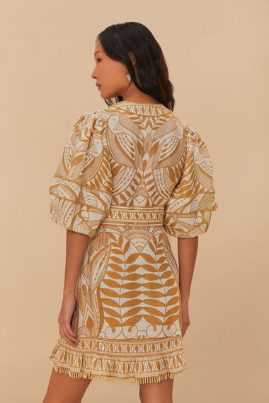 Lace Nature Mini Dress Short Sleeve Off-White