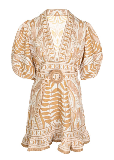 Lace Nature Mini Dress Short Sleeve Off-White