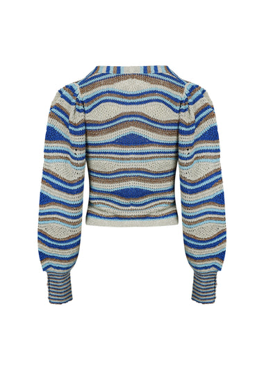 Mixed Waves Knit Blouse Multi