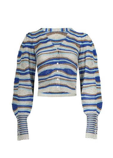 Mixed Waves Knit Blouse Multi