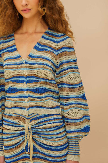 Mixed Waves Knit Blouse Multi