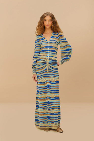 Mixed Waves Knit Blouse Multi