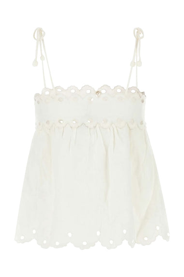 Off-White Flowers Richelieu Sleeveless Blouse