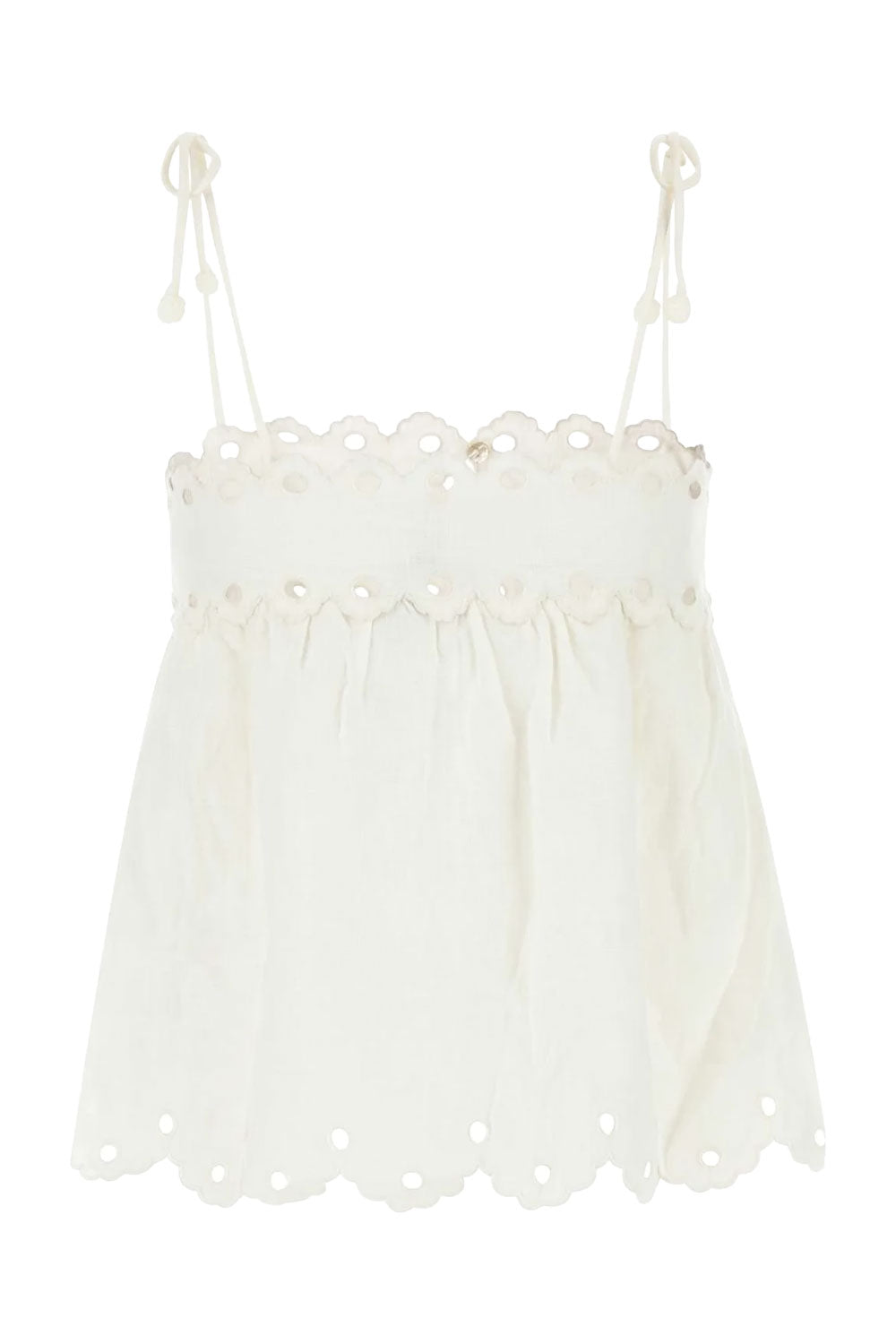 Load image into Gallery viewer, Off-White Flowers Richelieu Sleeveless Blouse
