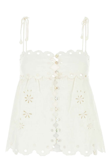 Off-White Flowers Richelieu Sleeveless Blouse
