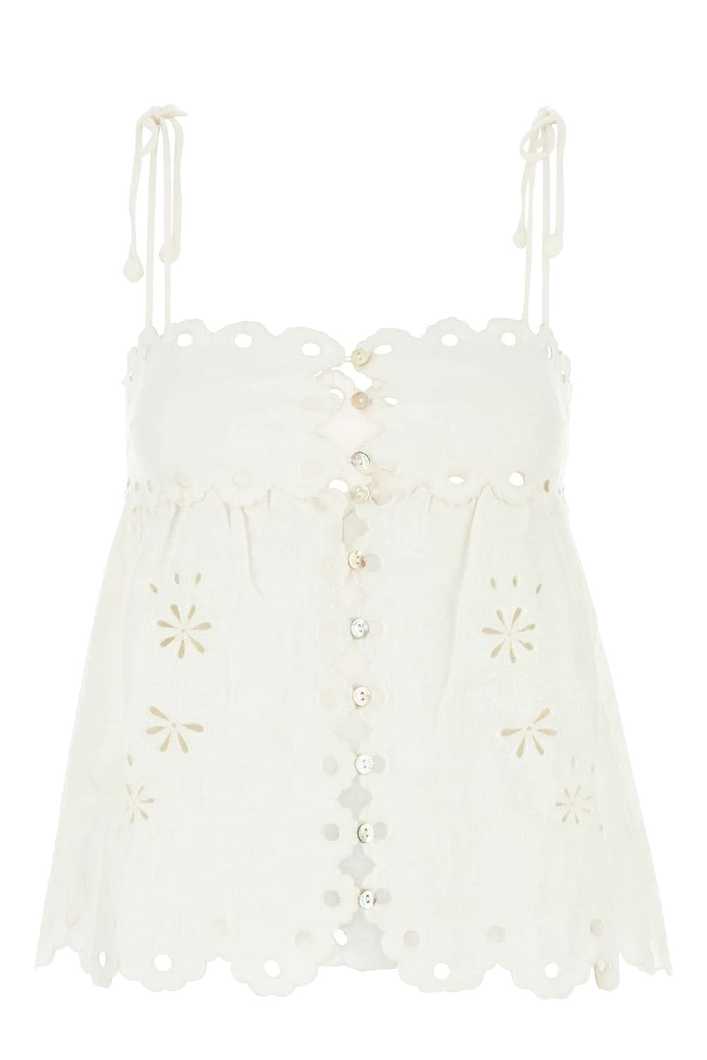 Load image into Gallery viewer, Off-White Flowers Richelieu Sleeveless Blouse

