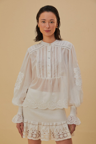 Off White Long Sleeve Blouse - Top