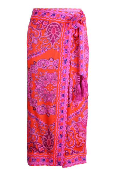 Paisley Scarf Red Midi Skirt