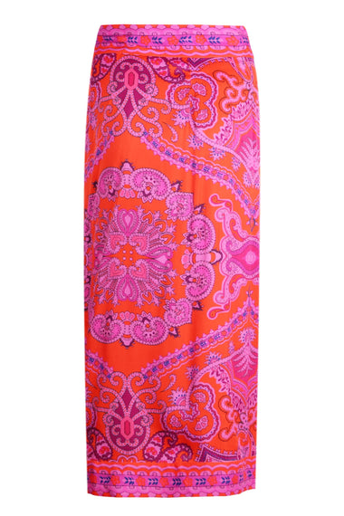 Paisley Scarf Red Midi Skirt